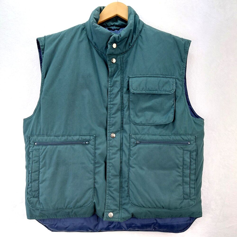 Penfield Down Vest Mens Large Green Full Zip Outdoor Hiking Hunting Pockets VTG